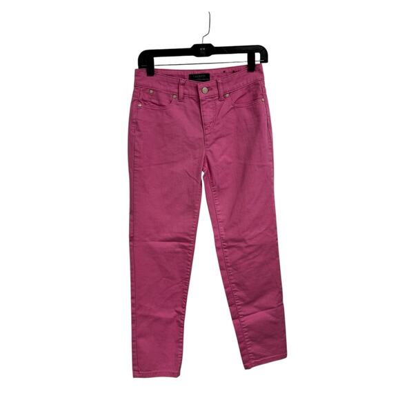 Talbots Factory Pink High Rise Straight Leg Cotton Denim Jeans Womens 2 Petite - Picture 1 of 6